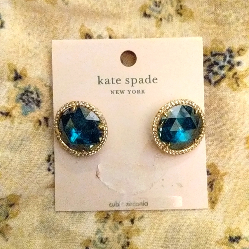 NWT Kate Spade green post earrings. sparkley sparkle!